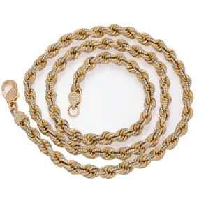 10K Yellow Gold 30 Rope Chain With 35.75 CT Diamonds