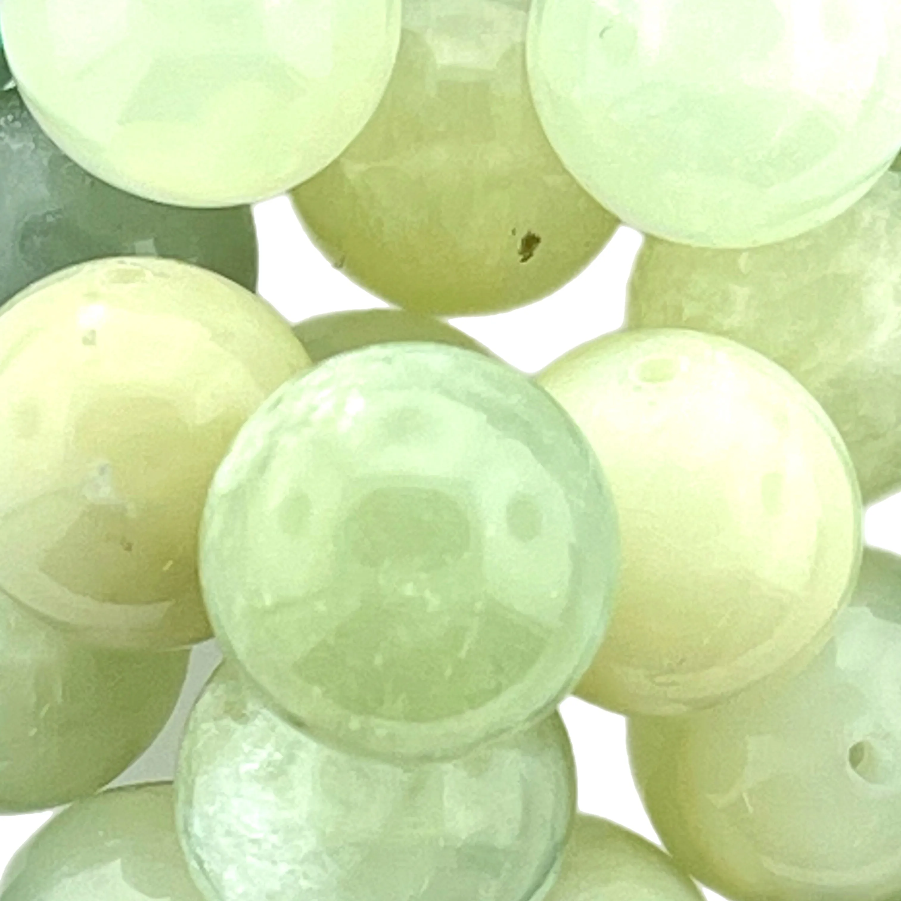 14  14mm Green and White Jade  Round Beads