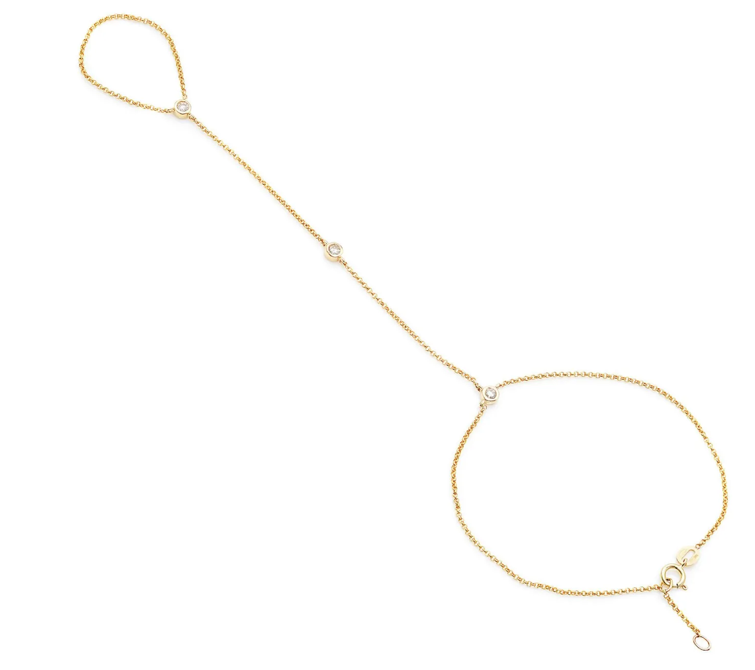 14K Gold Floating Diamond Hand Chain