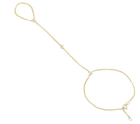 14K Gold Floating Diamond Hand Chain