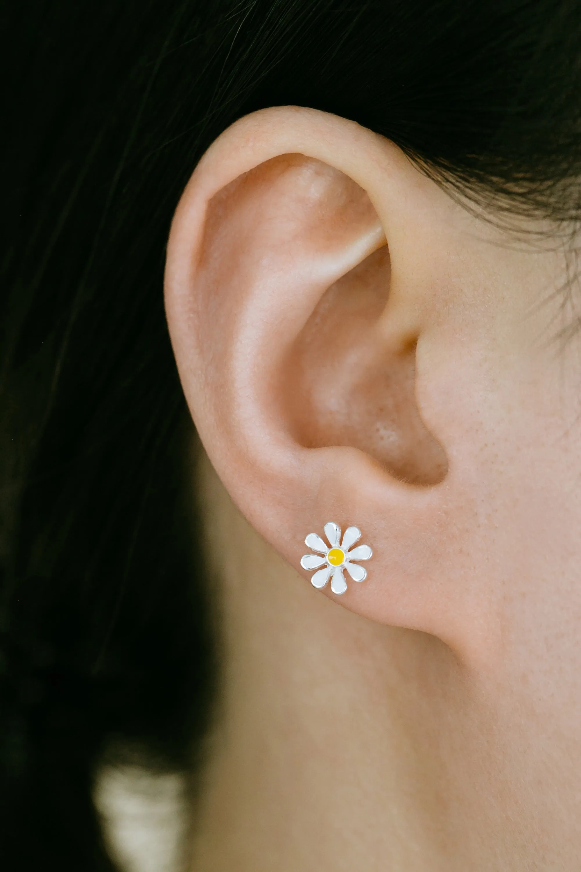 14k Gold Plated Simulated Flower Style Ear Barbell Ball Stud Earring Piercing Stainless Steel