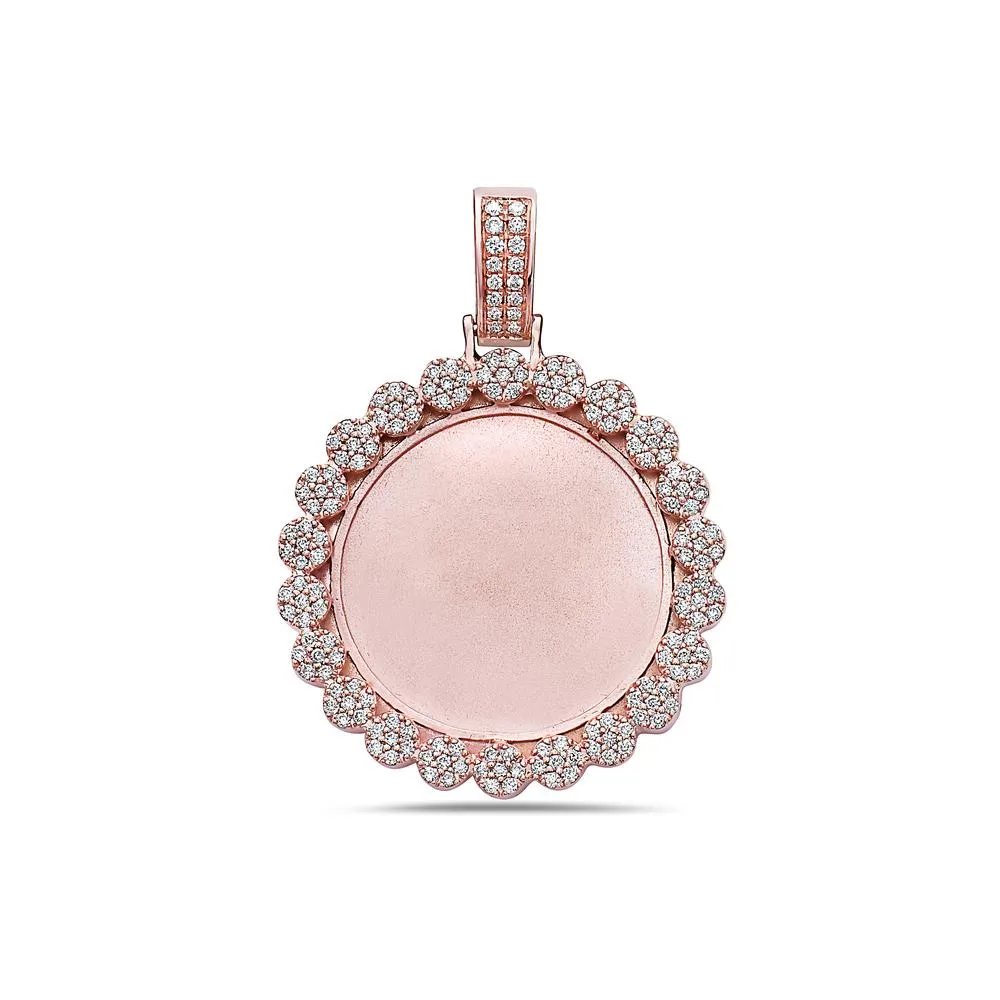 14K Rose Gold Blank Bezel Pendant with 1.76 CT Diamonds