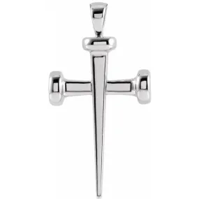 14K White 28x14.71 mm Nail Cross Pendant R42392PW