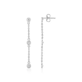 14k White Gold Chain Dangle Earrings with Diamonds-rx4579