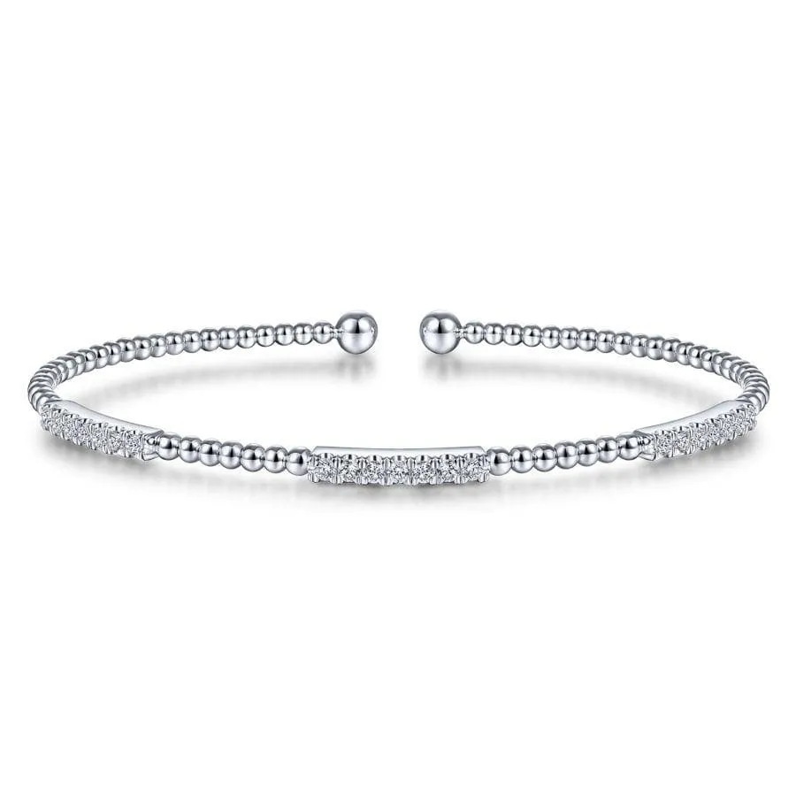 14k White Gold Diamond Bangle Bracelet