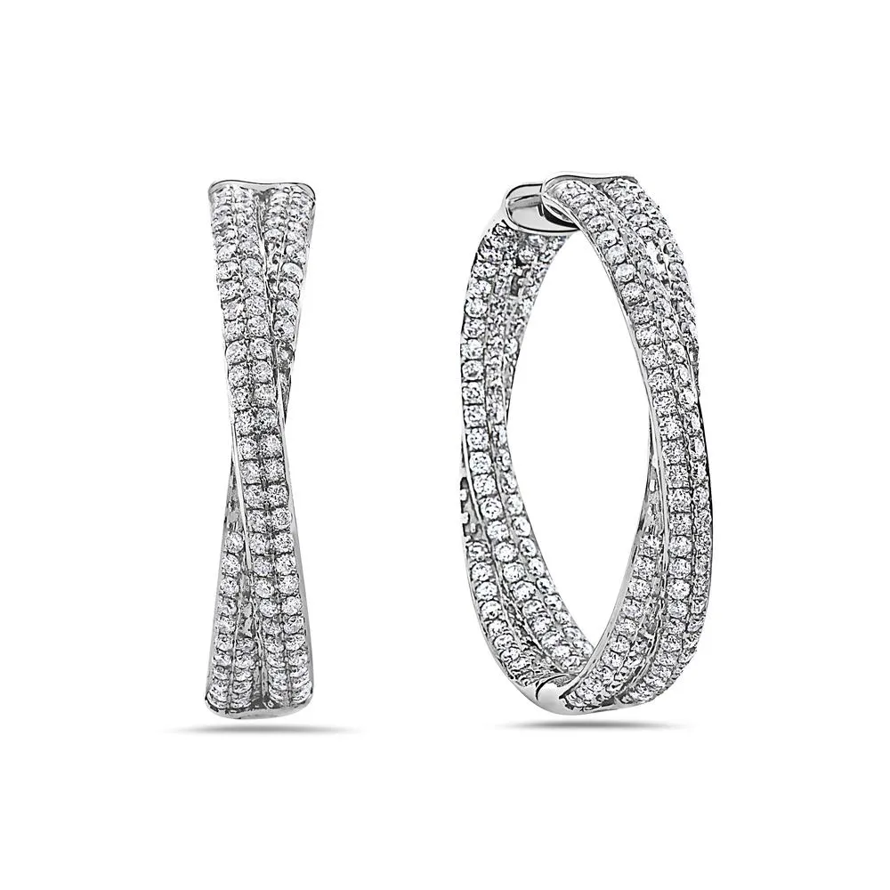 14K White Gold Ladies Earrings With 4.99 CT Diamonds