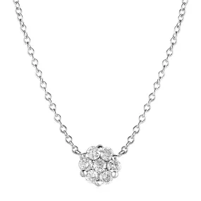 14k White Gold Necklace with Round Pendant with Diamonds-rx27964-18