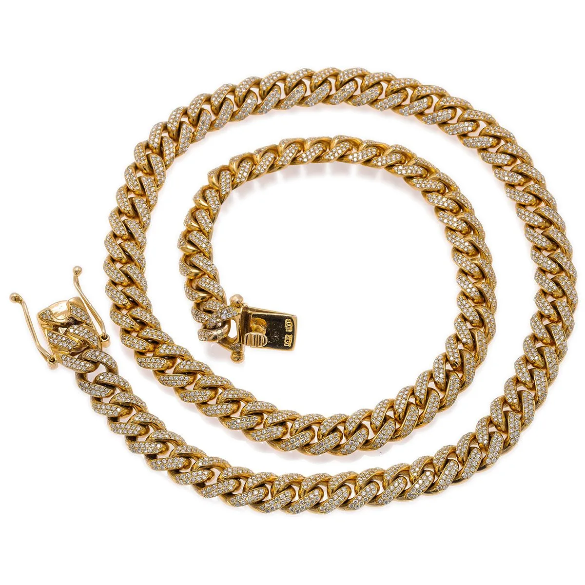 14K Yellow Gold 24 Cuban Chain With 16.83 CT Diamonds