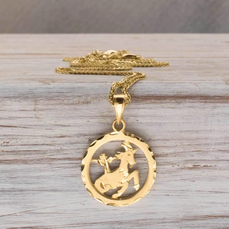 14K Yellow Gold Capricorn Pendant