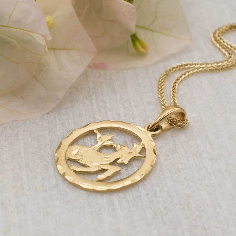 14K Yellow Gold Capricorn Pendant