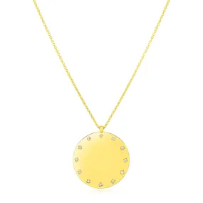 14K Yellow Gold Disc Necklace with Diamonds-rx60848-18