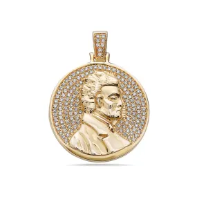 14K Yellow Gold History Characters Pendant With 0.60 CT Diamonds