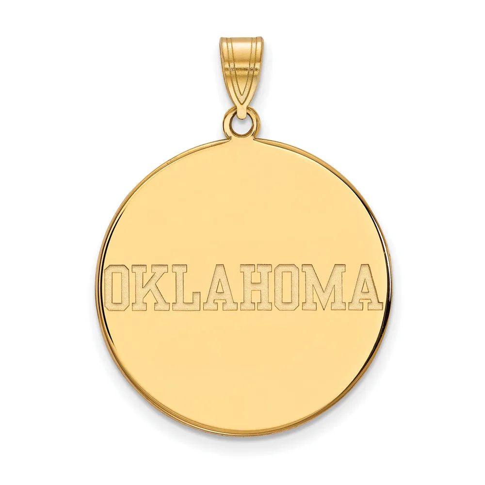 14k Yellow Gold U. of Oklahoma XL Disc Pendant