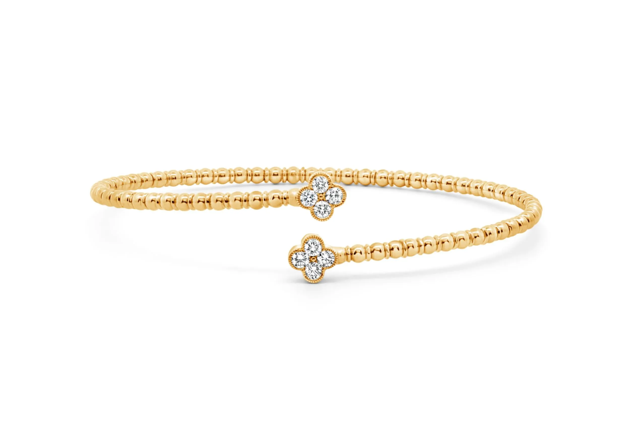 14kt Yellow Gold Diamond Flower Bangle