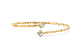 14kt Yellow Gold Diamond Flower Bangle