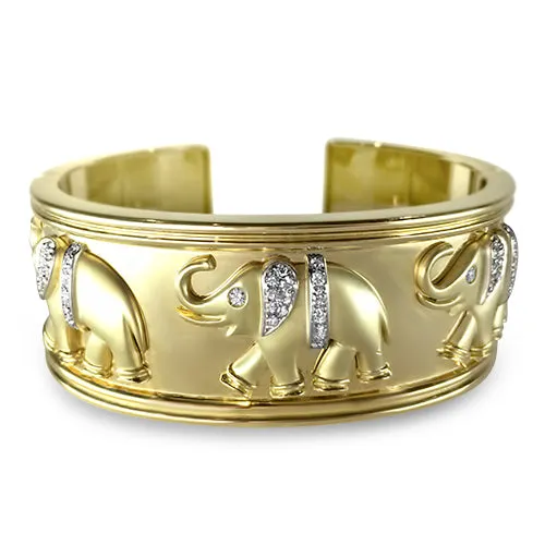 18ct Yellow Gold Diamond Elephant Bangle Heavy & Unique