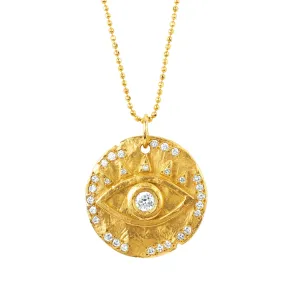 18k Diamond Eye of Protection Coin Pendant