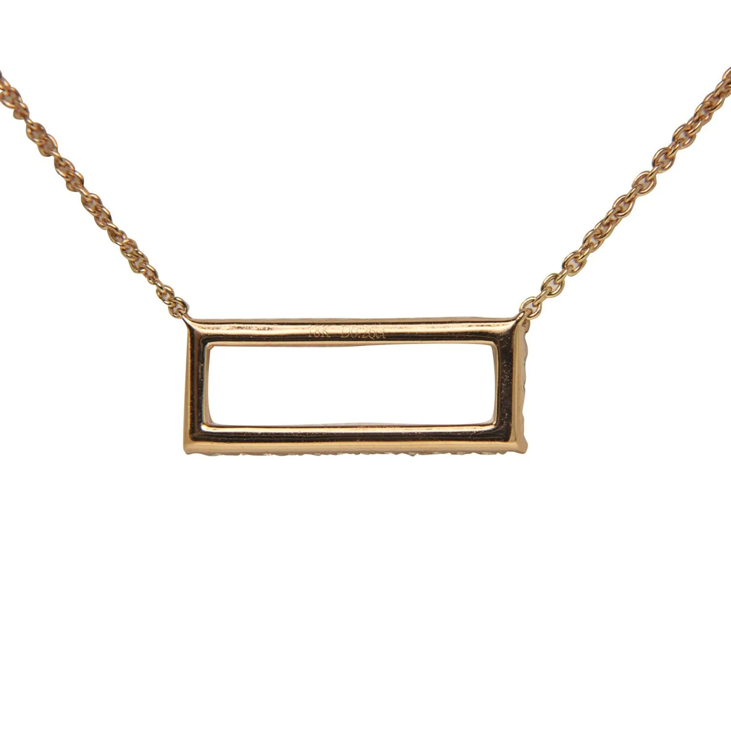 18K Rose Gold Diamond Rectangle Pendant with Chain 0.26CT