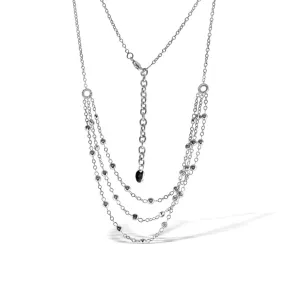 18K White Gold Multi-Strand Necklace with Diamonds 1.00CT