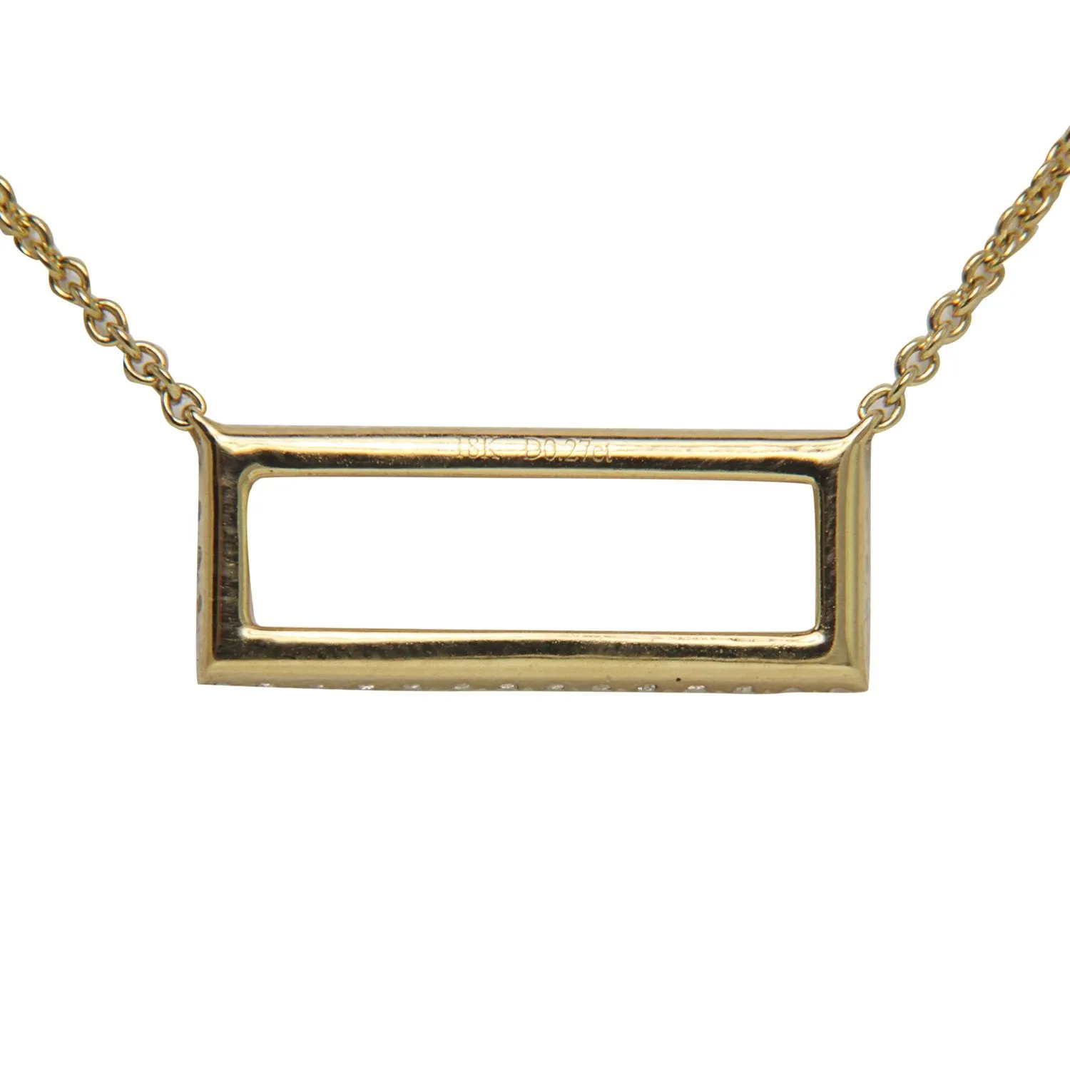 18K Yellow Gold Diamond Rectangle Pendant with Chain 0.26CT