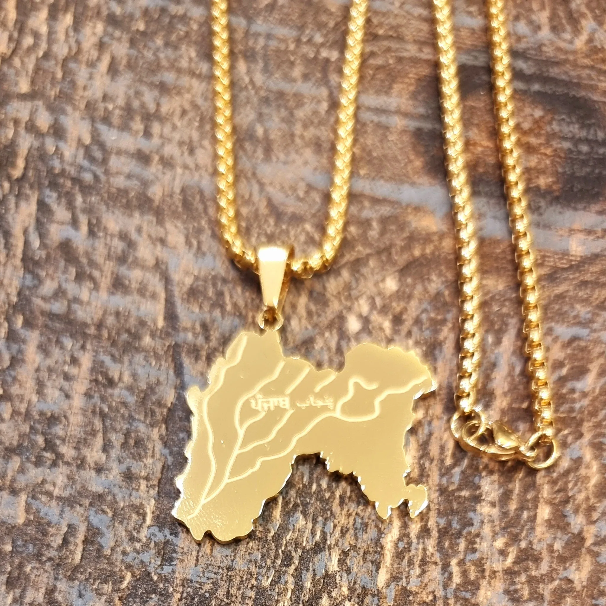 1908 Undivided Punjab Map Pendant Necklace