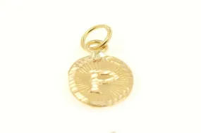 22k 22ct Solid Gold Charm Letter P Pendant Oval Design p1131 ns