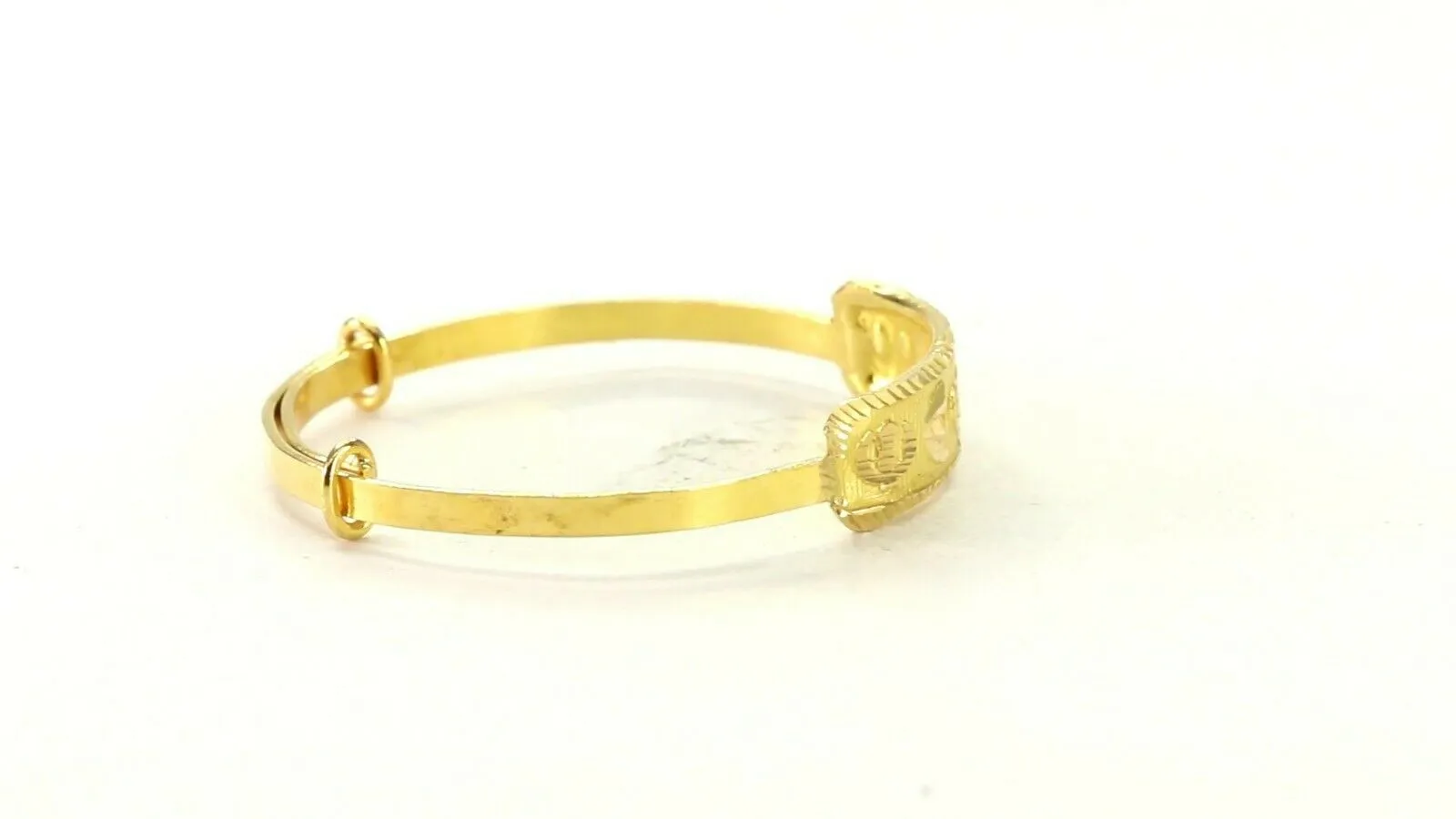 22k Bangle Solid Gold Simple Children Religious Sikh Diamond Cut Bangle cb1311