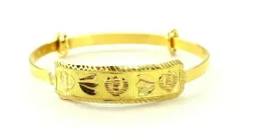 22k Bangle Solid Gold Simple Children Religious Sikh Diamond Cut Bangle cb1311