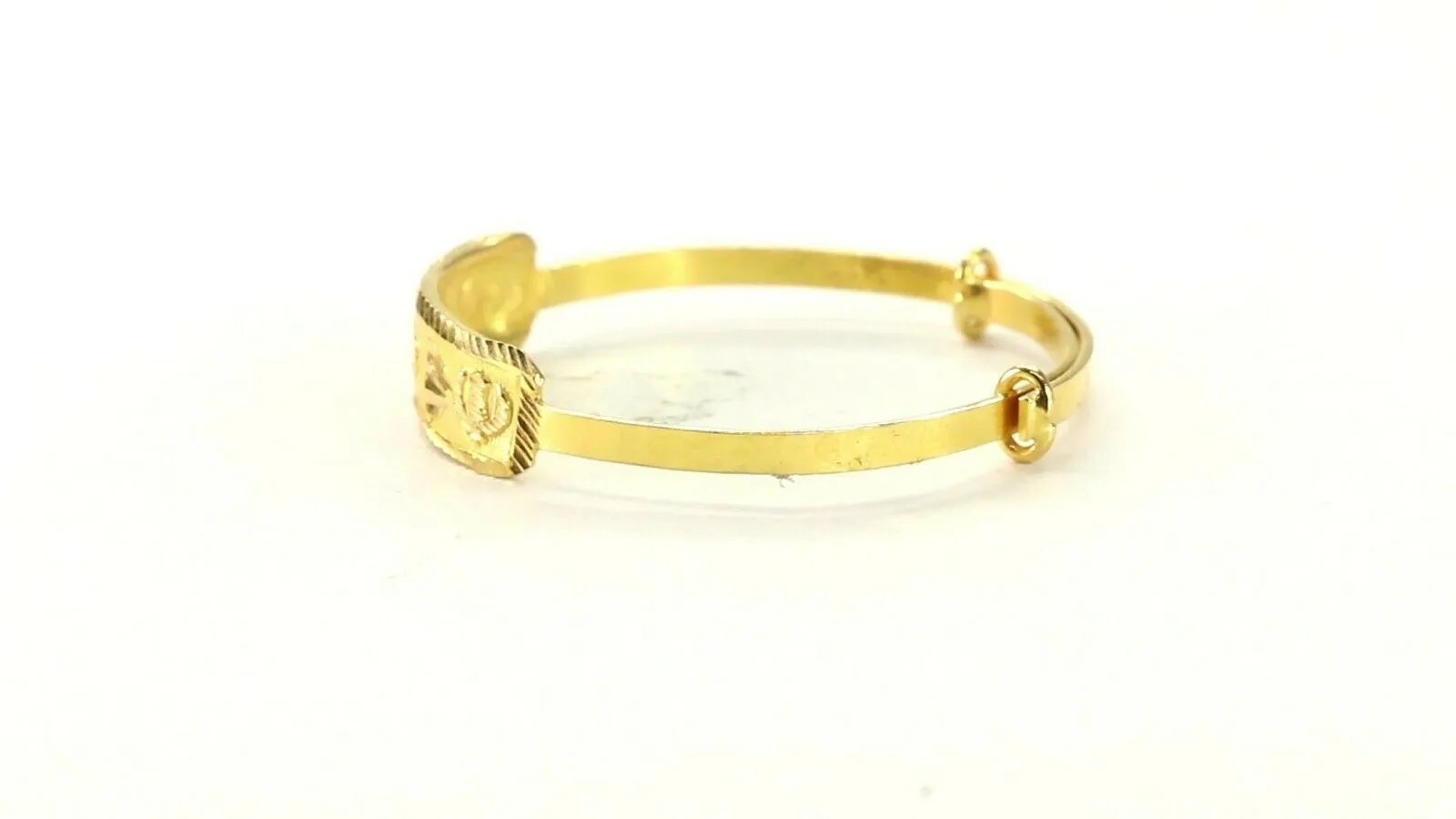 22k Bangle Solid Gold Simple Children Religious Sikh Diamond Cut Bangle cb1311