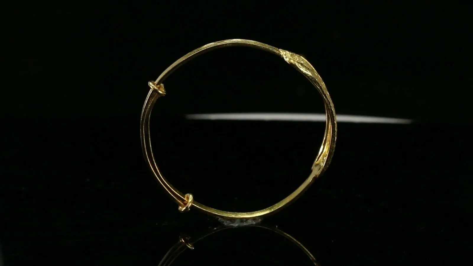 22k Bangle Solid Gold Simple Children Religious Sikh Diamond Cut Bangle cb1311