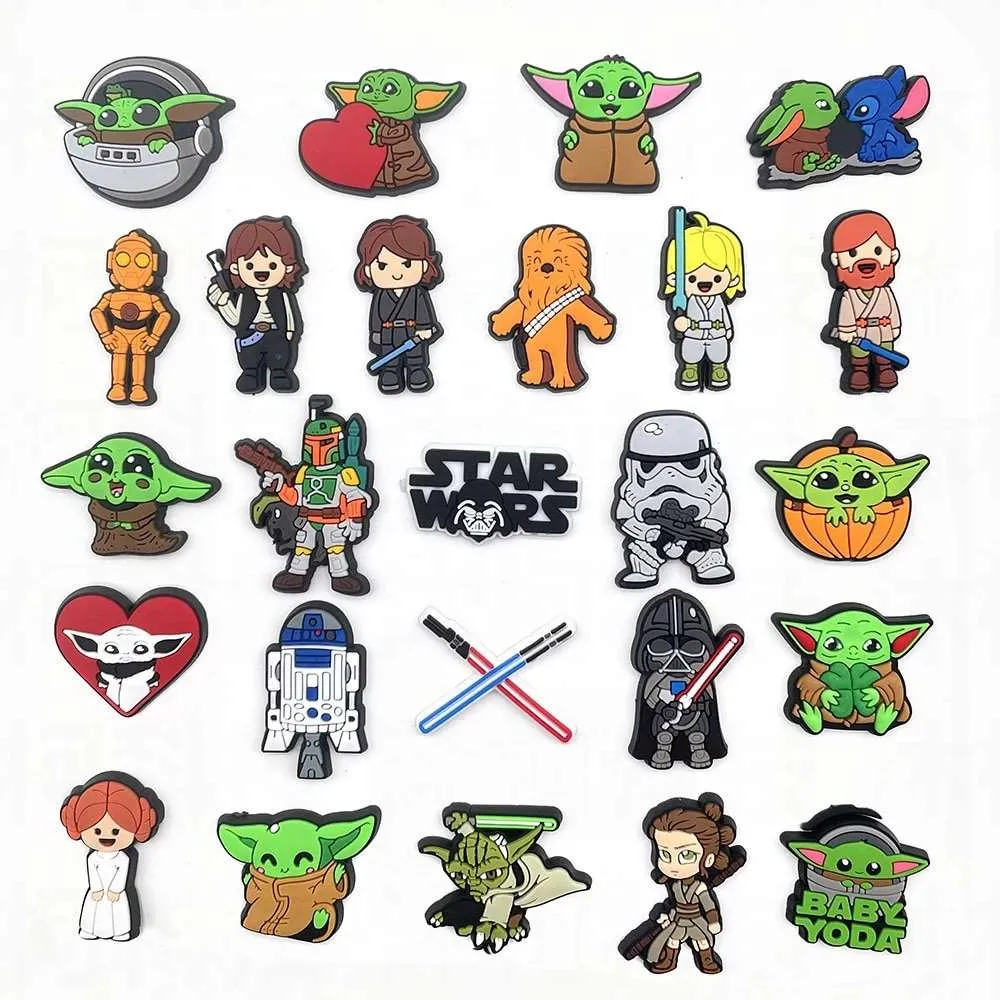 25Pcs Star Wars Crocs Charms Ornaments Yoda Shoes Accessories Designer Original Cartoon Bundle Set