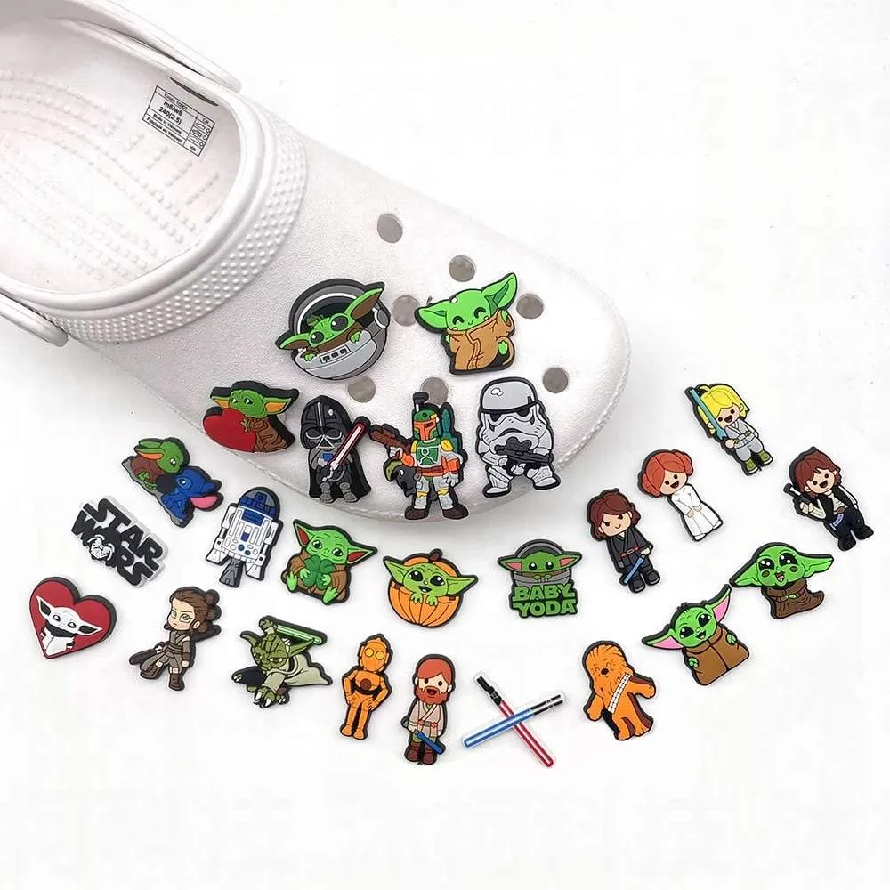 25Pcs Star Wars Crocs Charms Ornaments Yoda Shoes Accessories Designer Original Cartoon Bundle Set