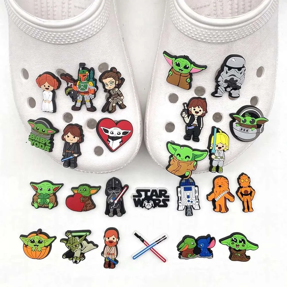 25Pcs Star Wars Crocs Charms Ornaments Yoda Shoes Accessories Designer Original Cartoon Bundle Set