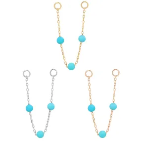 3 Bead Chain Attachment in Gold with Turquoise