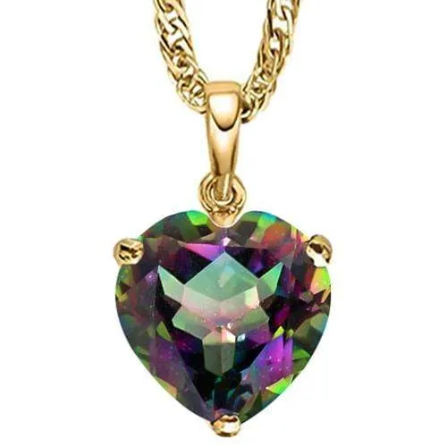 3/4 CT MYSTIC GEMSTONE 10KT SOLID GOLD PENDANT