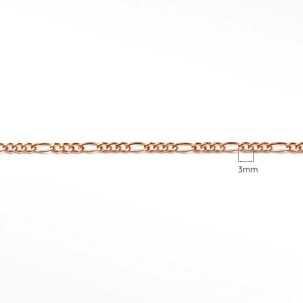 3mm Figaro Diamond Cut 14k Rose Gold Chain Sold by the inch