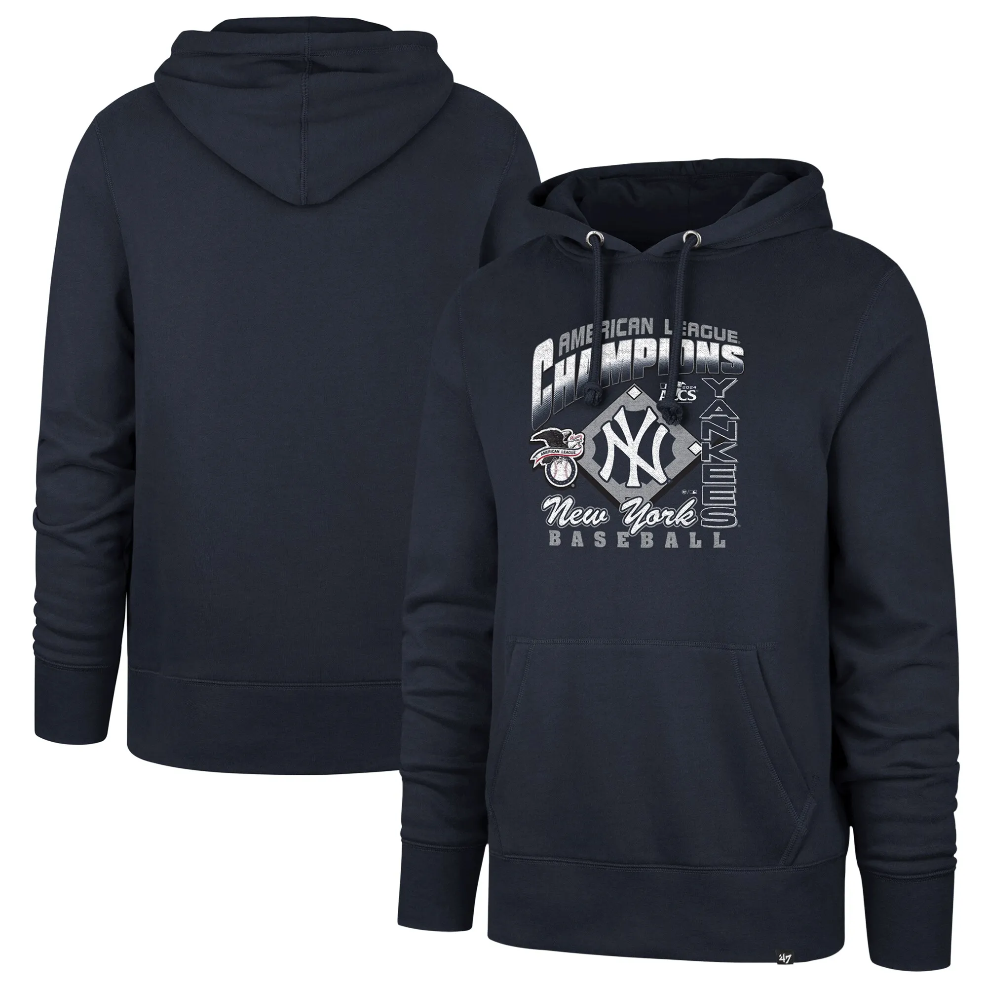 '47 New York Yankees Navy 2024 American League Champions Headline Pullover Hoodie