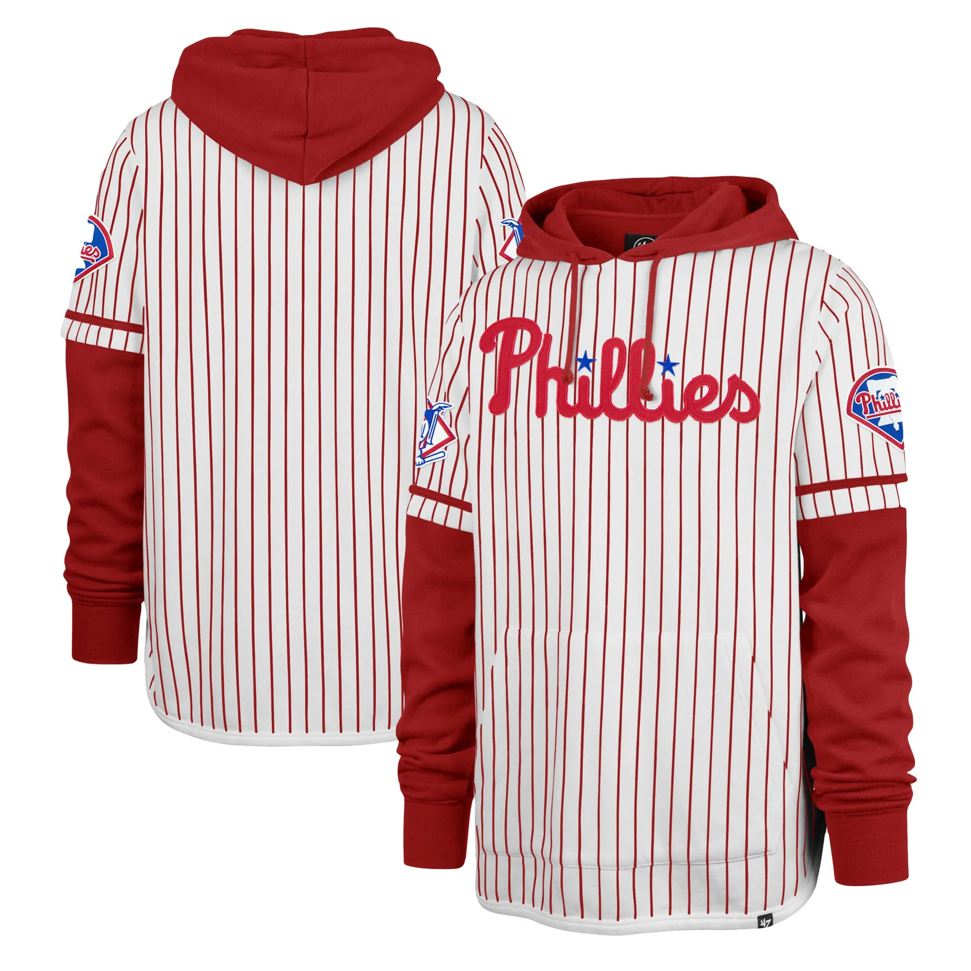 '47 Philadelphia Phillies White Pinstripe Double Header Pullover Hoodie