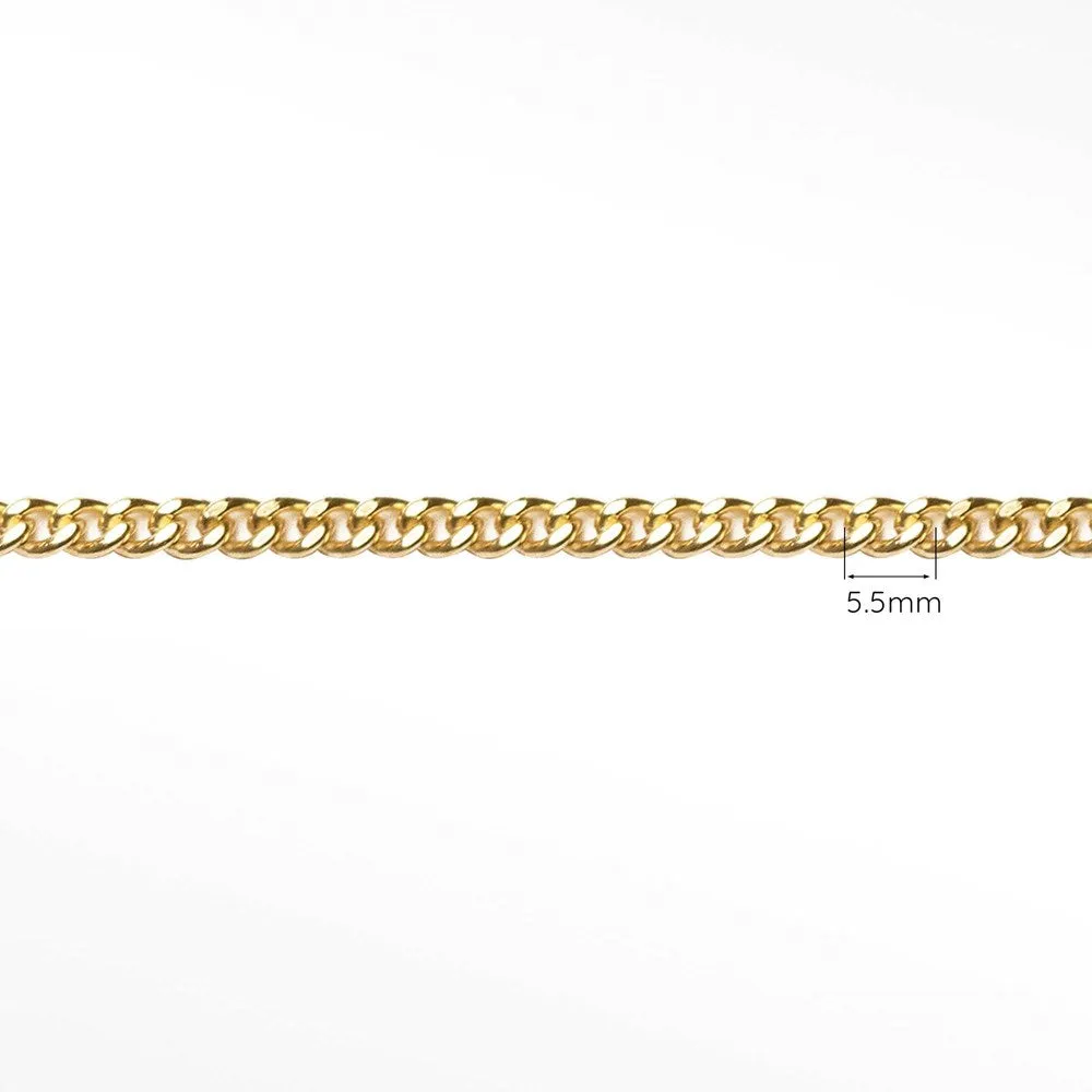 5.5mm Cuban Diamond Cut 14k Gold Chain Sold by the inch