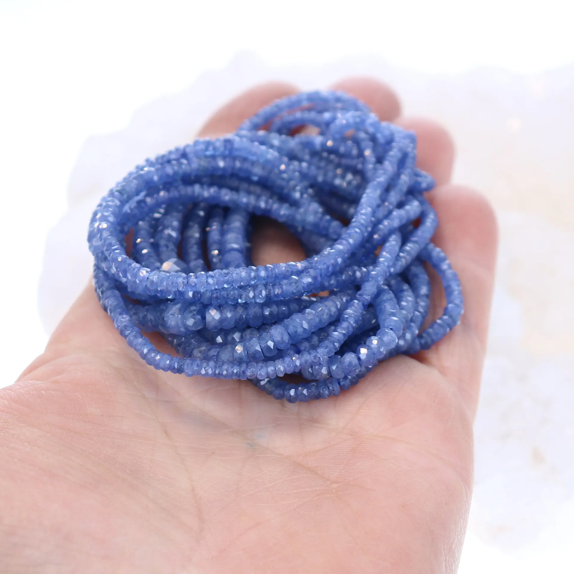 AAA CEYLON Sapphire Beads Faceted Rondelles Ink Blue 18