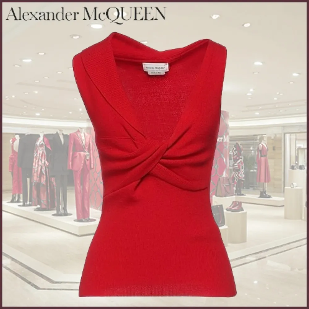 alexander mcqueen  |Casual Style Wool Sleeveless Street Style V-Neck Plain