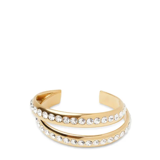 Amina Muaddi Jahleel bangle gold white crystal bracelet