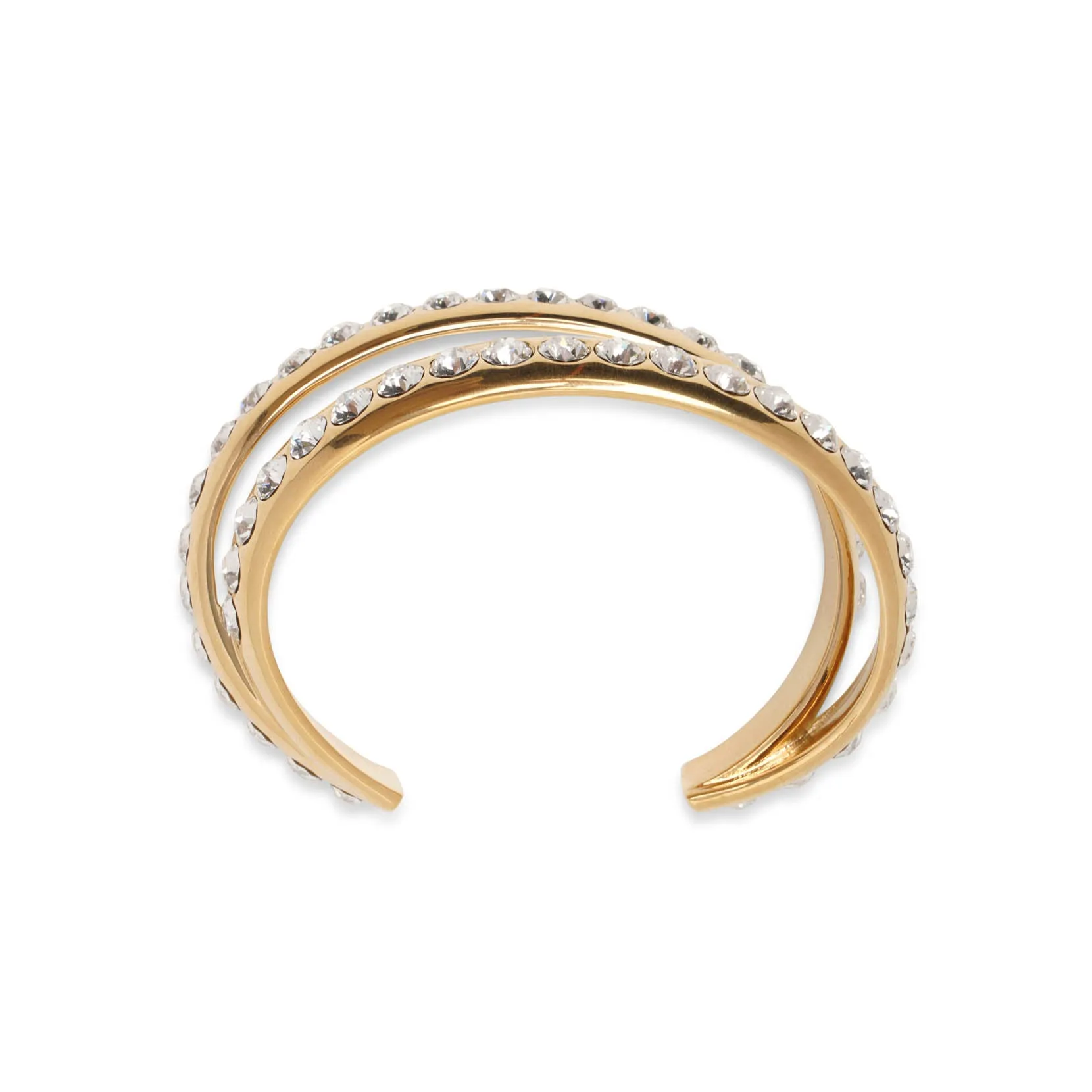 Amina Muaddi Jahleel bangle gold white crystal bracelet