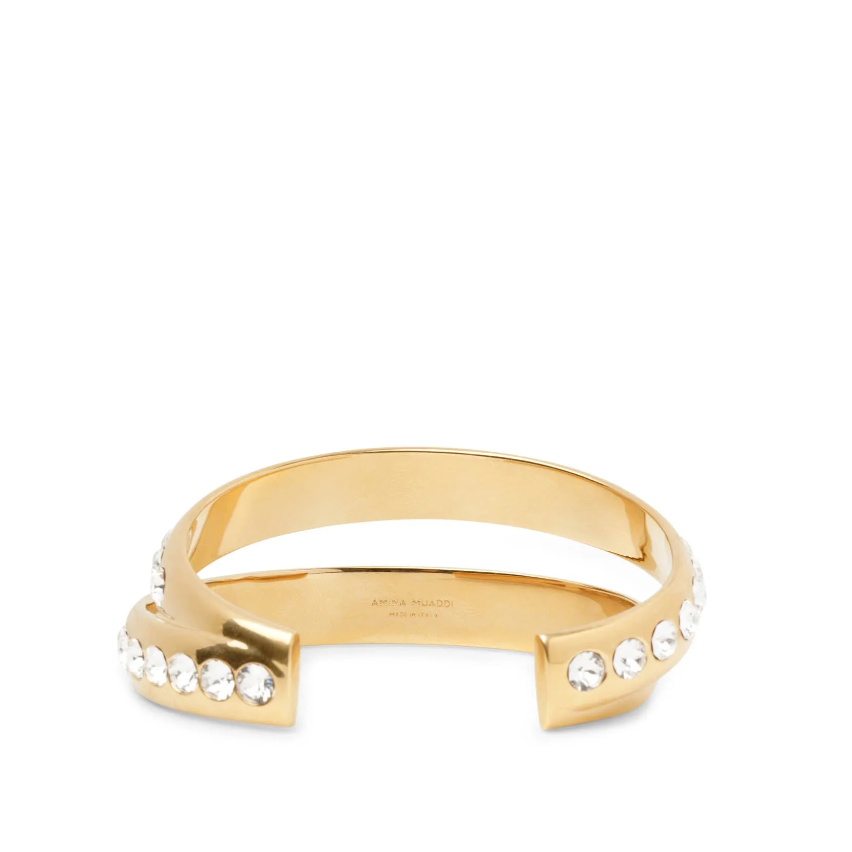 Amina Muaddi Jahleel bangle gold white crystal bracelet