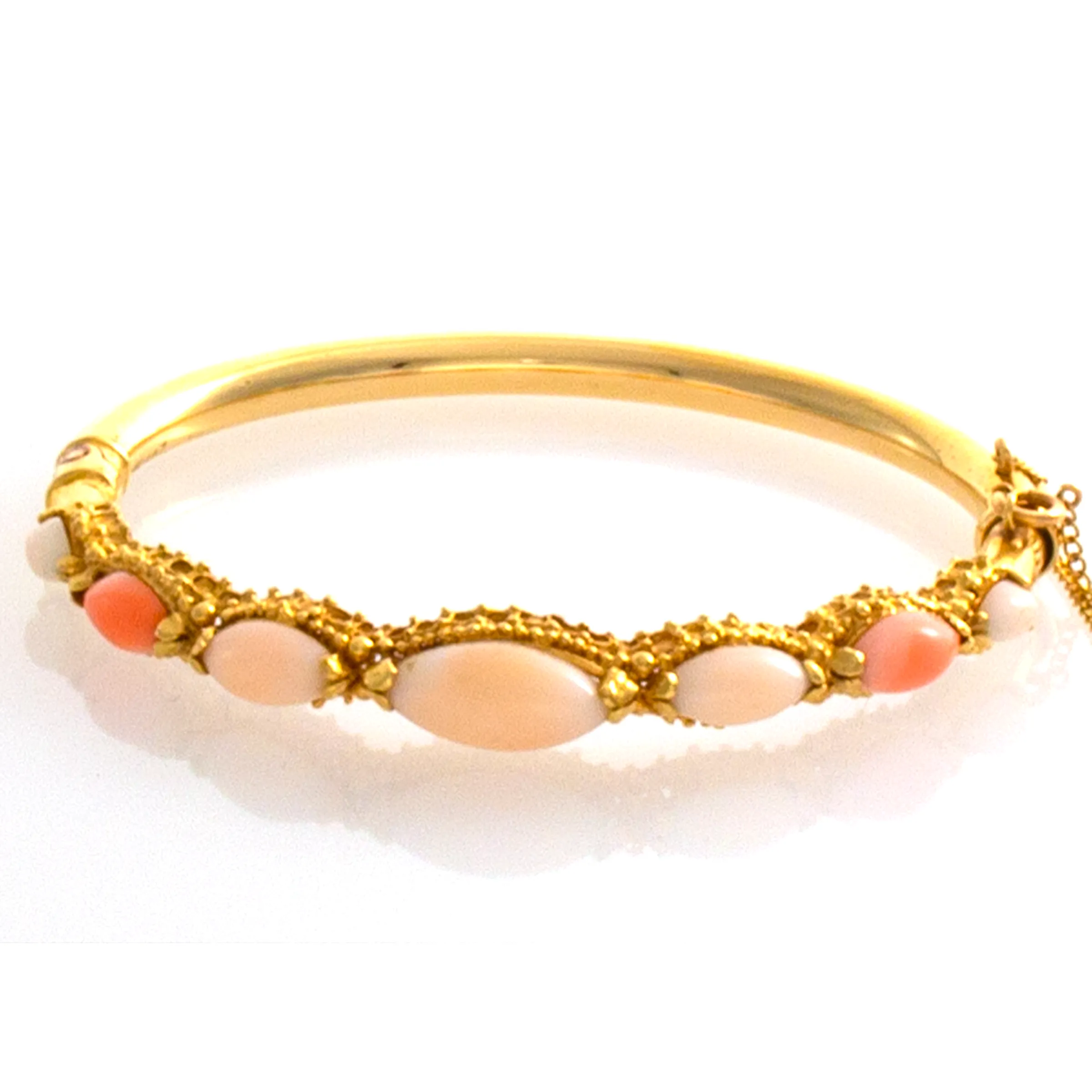 Angel Skin Coral 14kt Yellow Gold Bangle Bracelet