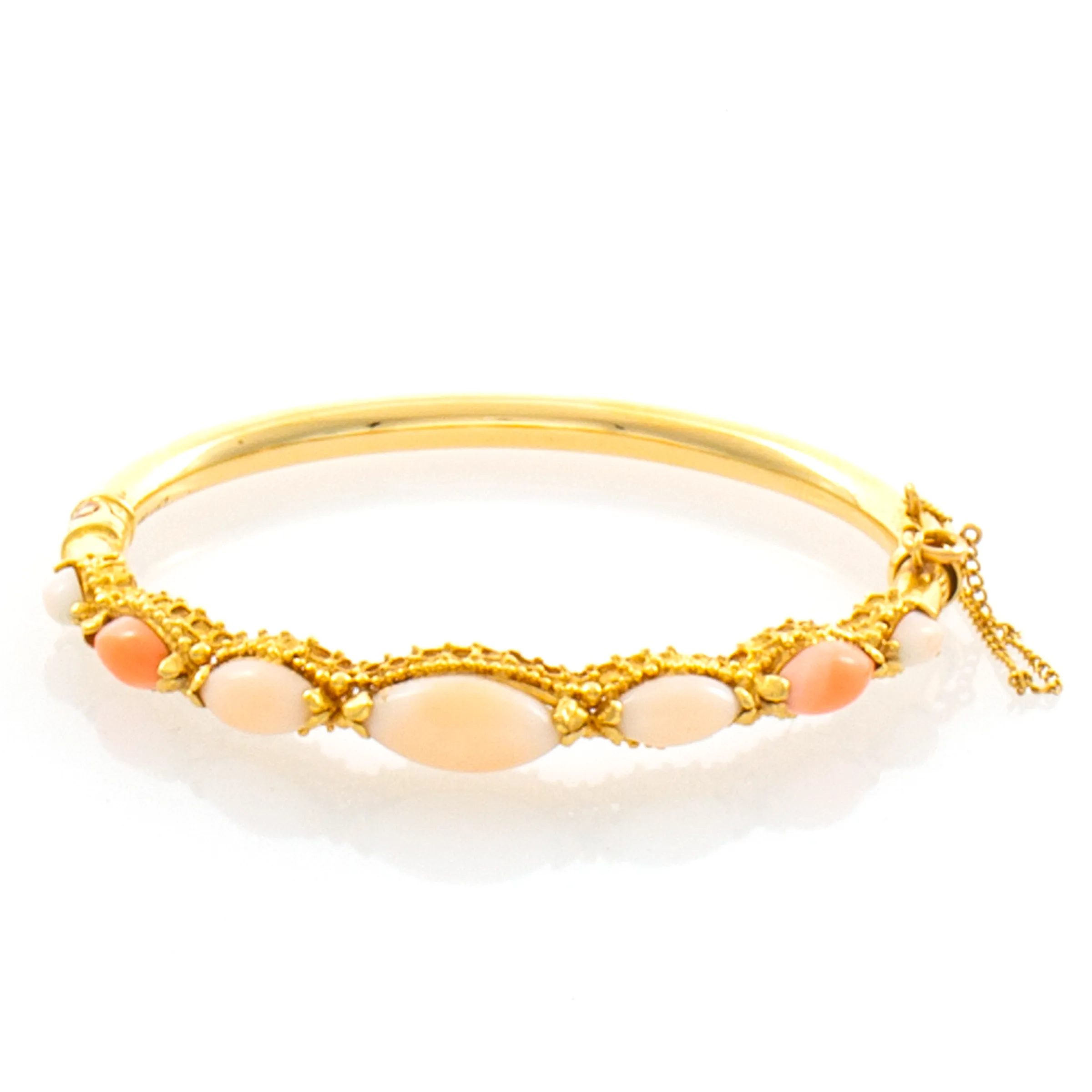 Angel Skin Coral 14kt Yellow Gold Bangle Bracelet