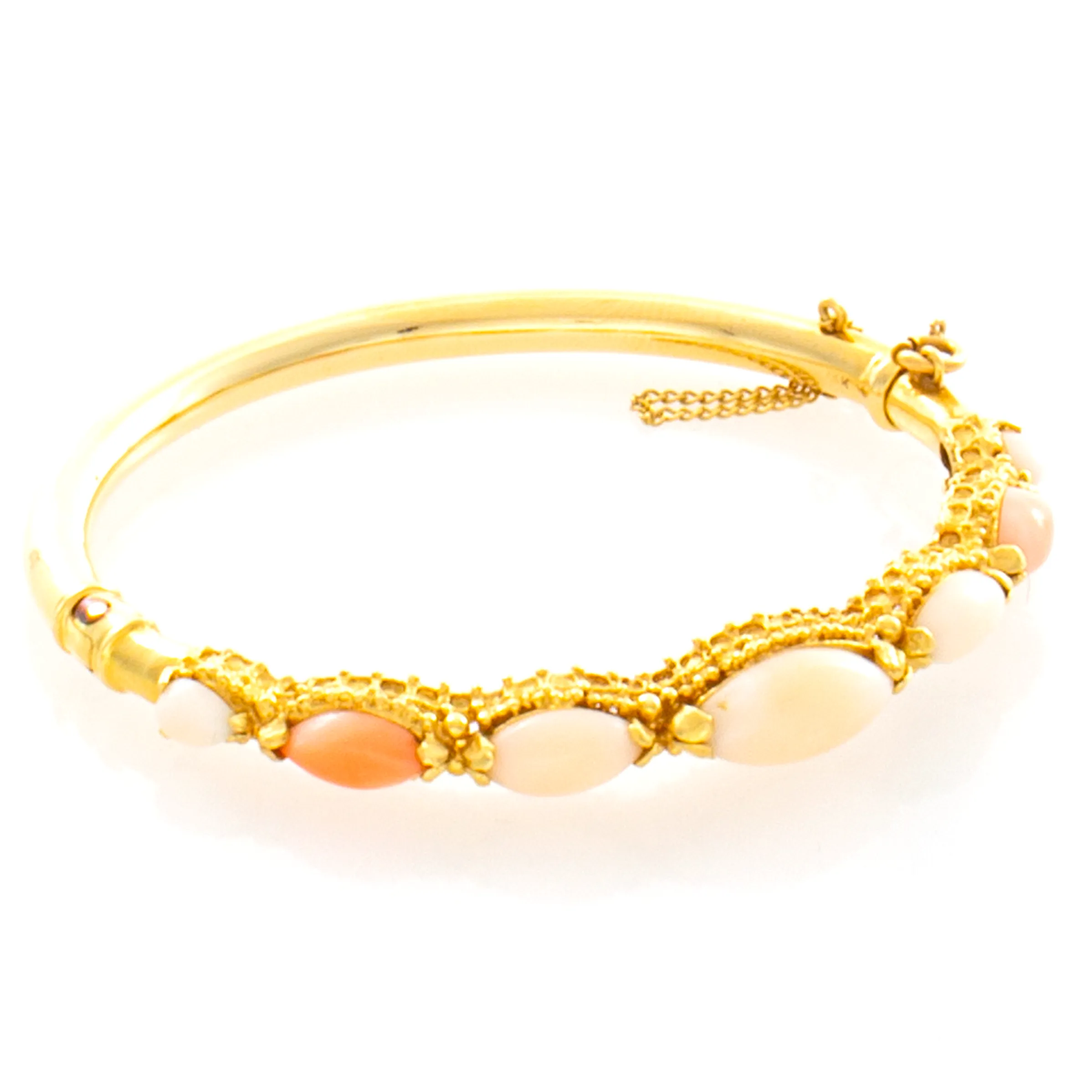 Angel Skin Coral 14kt Yellow Gold Bangle Bracelet