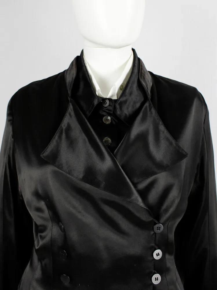 Ann Demeulemeester black double breasted jacket with woven back — spring 1990