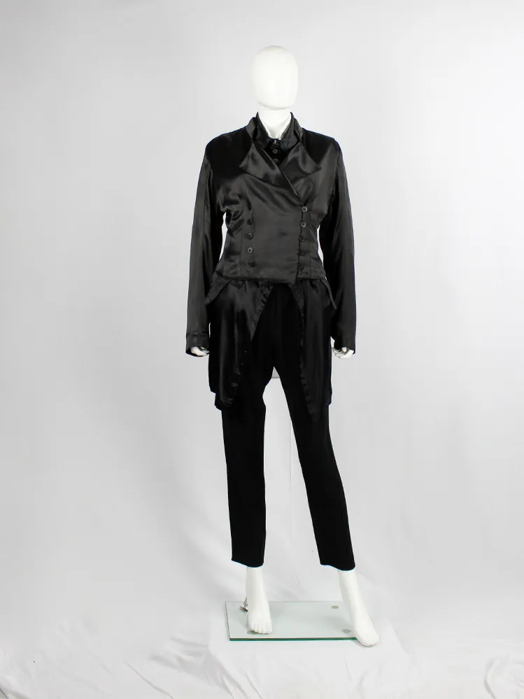 Ann Demeulemeester black double breasted jacket with woven back — spring 1990