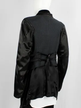 Ann Demeulemeester black double breasted jacket with woven back — spring 1990